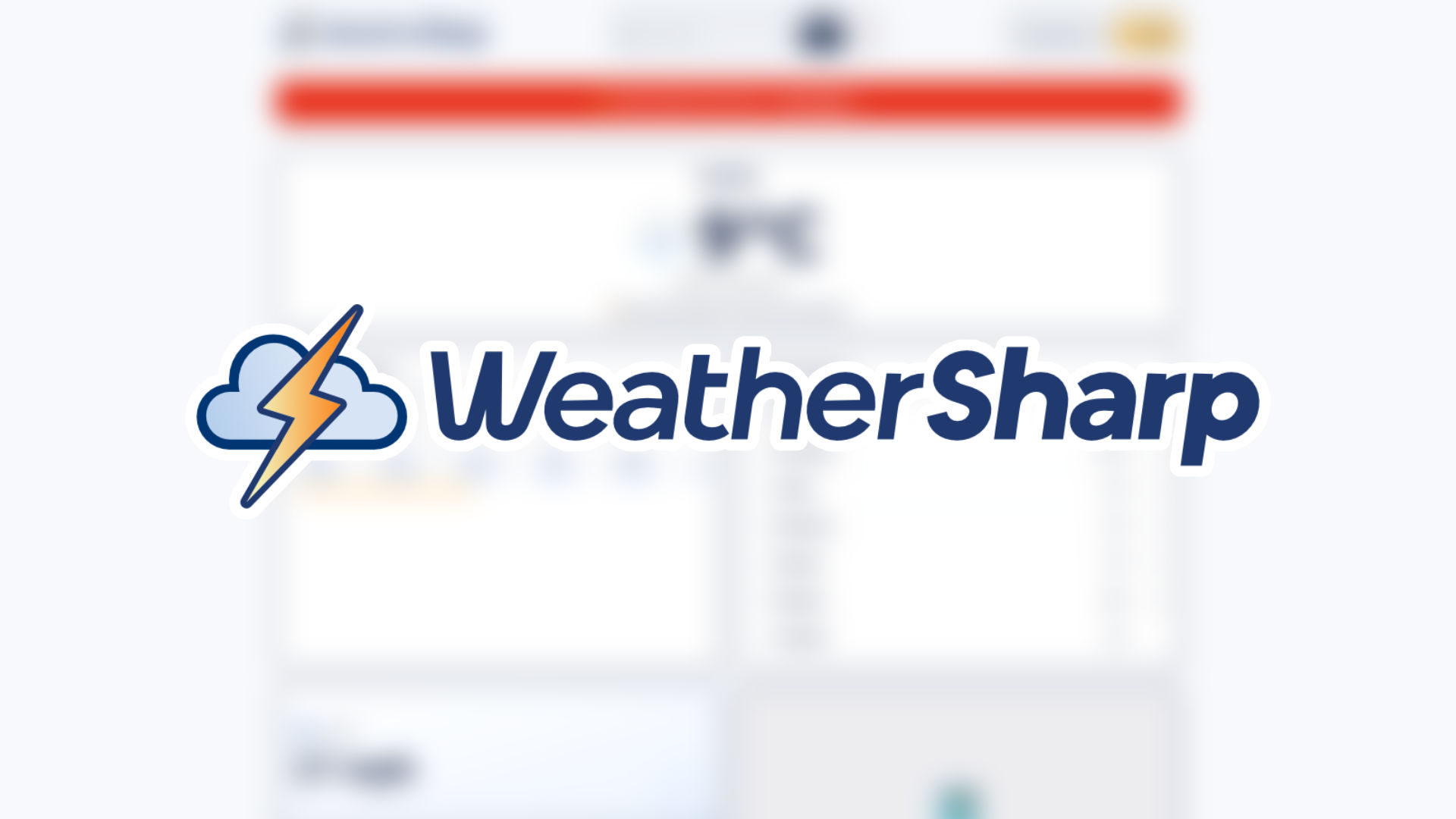 The WeatherSharp logo overlayed on a blurred background