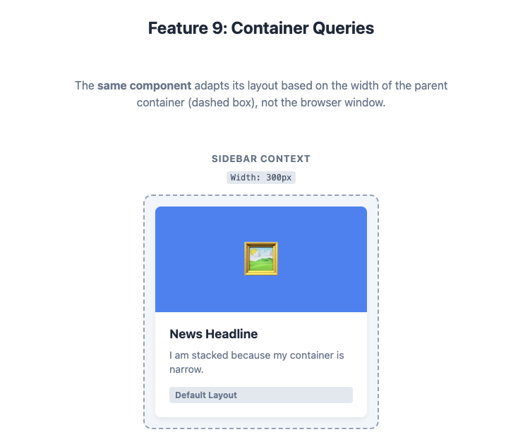 Feature 9: Container Queries example